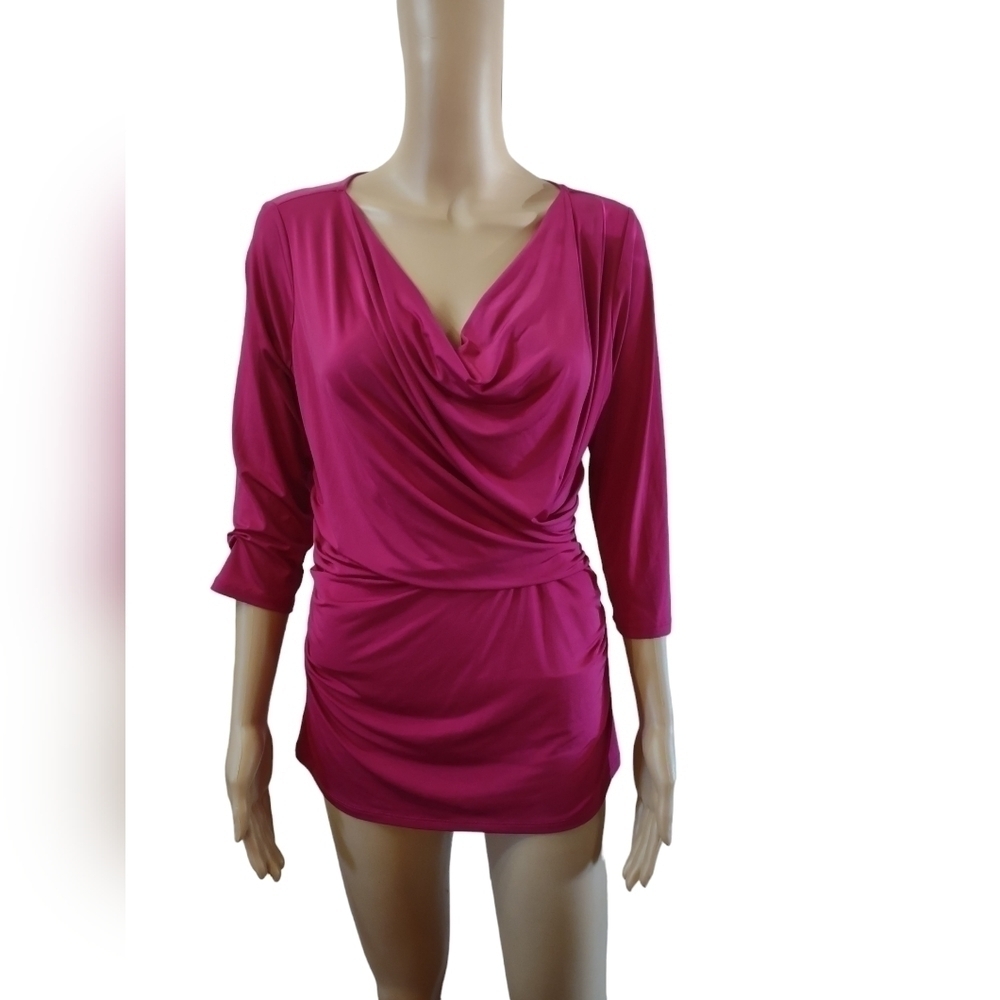 Worthington stretch women's size medium pink long sleeve blouse shirt top